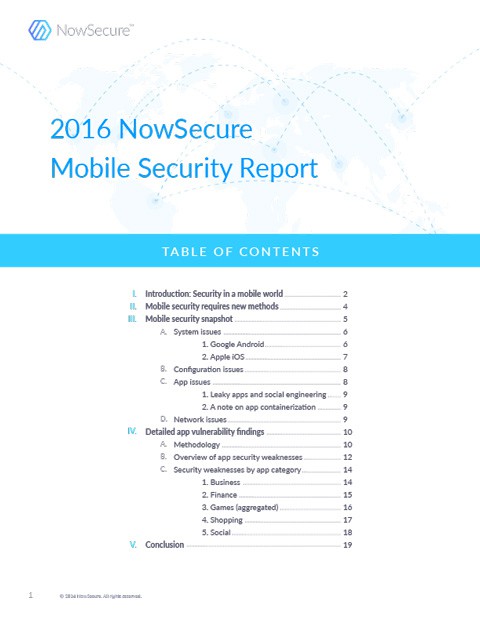 2016 NowSecure Mobile Security Report Cover
