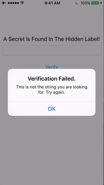 Verification failed - OWASP iOS crackme tutorial