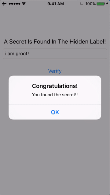 You found the secret!!! OWASP iOS crackme tutorial
