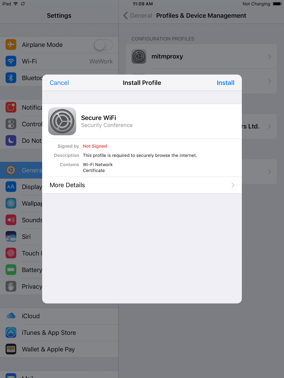 Installing an iOS profile