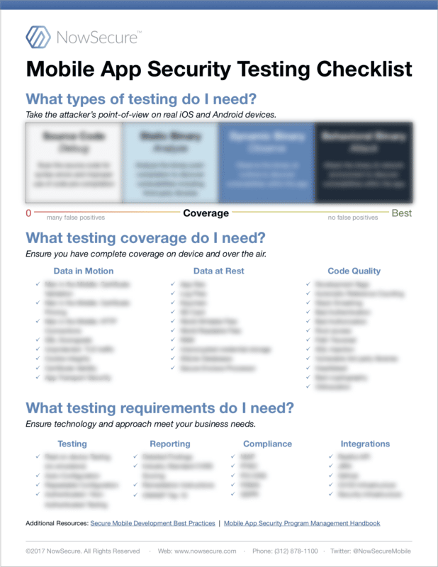 Mobile App Security Testing Checklist
