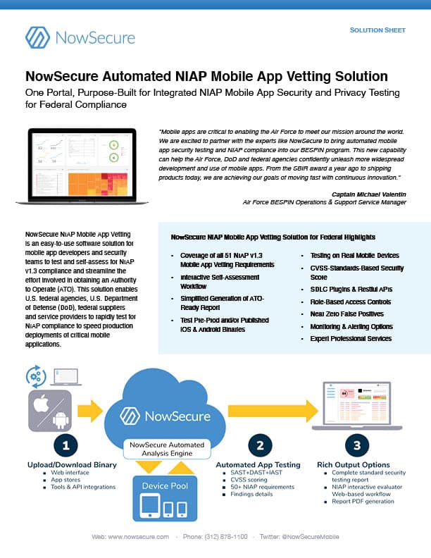 NowSecure Automated NIAP Mobile App Vetting
