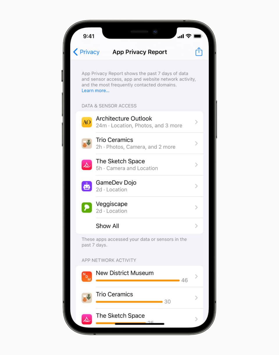 Apple iPhone12Pro settings privacy app